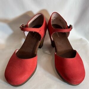 EL NATURALISTA Sz 38 Mary Jane Shoes Sandals Chunky Heels Leather Rounded Toe